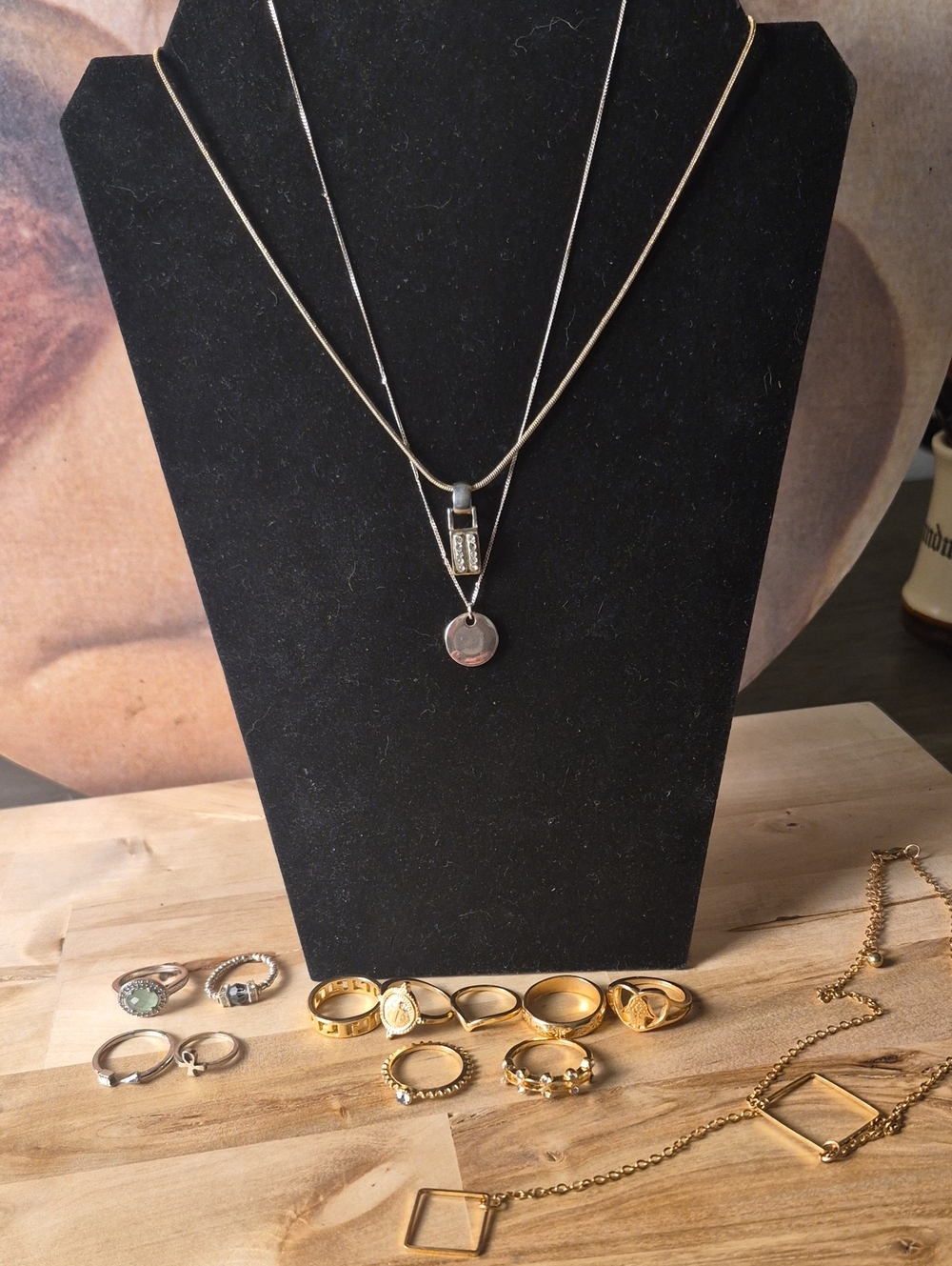 Express Mixed Metal Layered Pendant Necklace in Silver and Gold